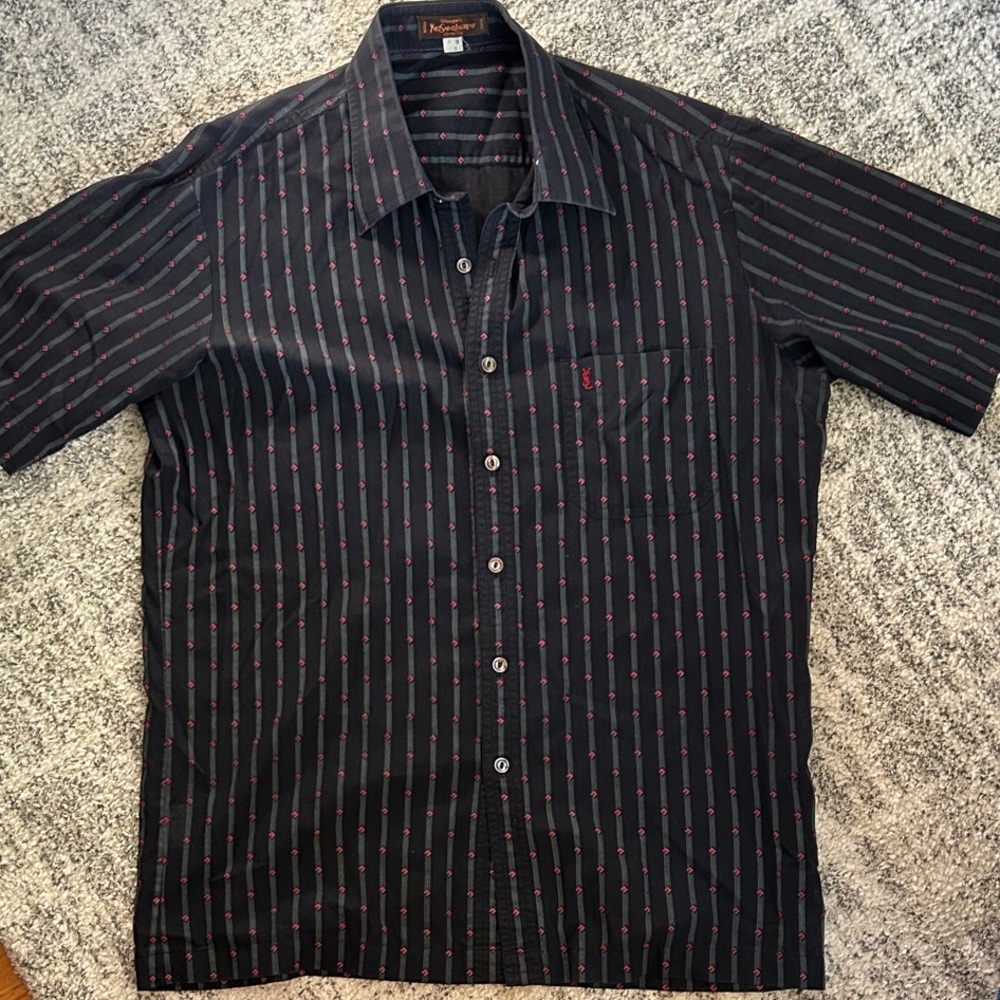 YSL Sheer Black Shirt with Red Decor